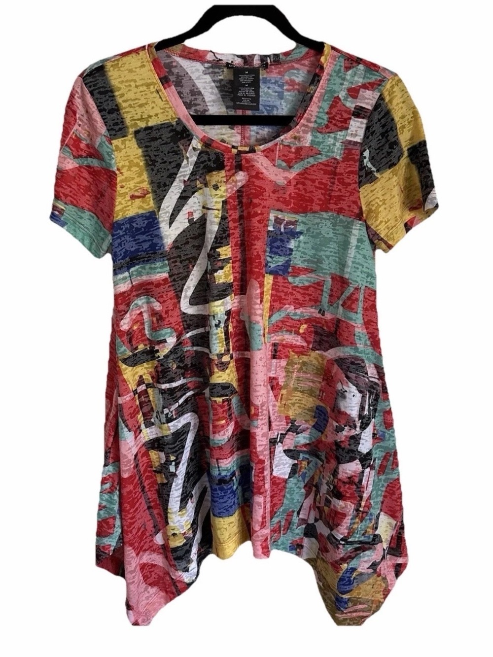 Chelsea & Theodore Top Abstract Sharkbite Womens M Artsy Flowy Abstract Boho
